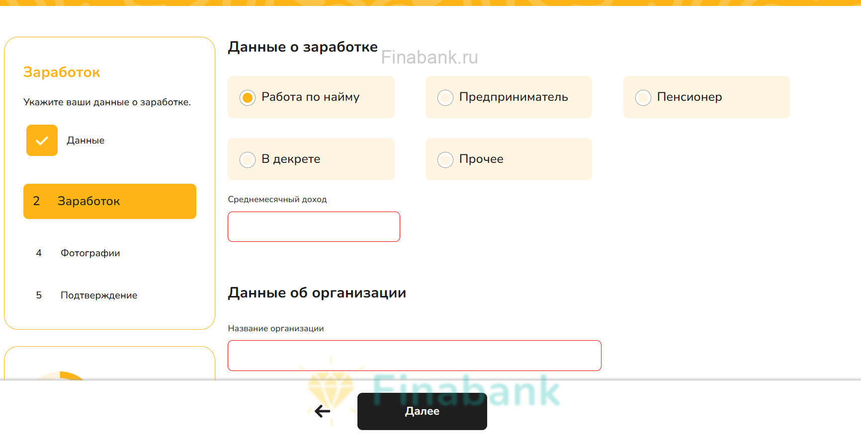Fill in your income information Bunny Money 4